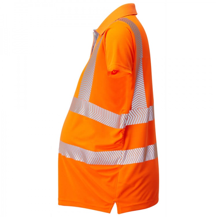 Leo Workwear PM03-O Lovacott ISO 20471 Class 2 Maternity Coolviz Plus Hi Vis Polo Shirt Orange